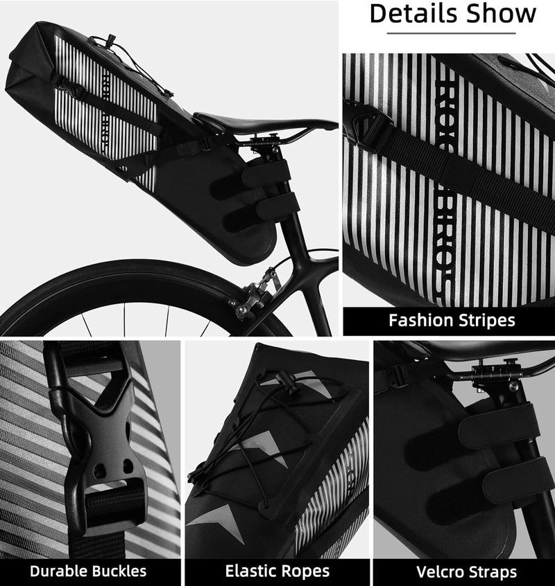 Load image into Gallery viewer, ROCKBROS Waterproof Bikepacking Saddle Bag 14L Adjustable Capacity Easy Install
