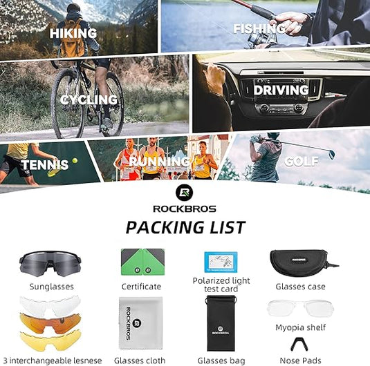 Polarized Cycling Glasses with 4 Interchangeable Lenses
