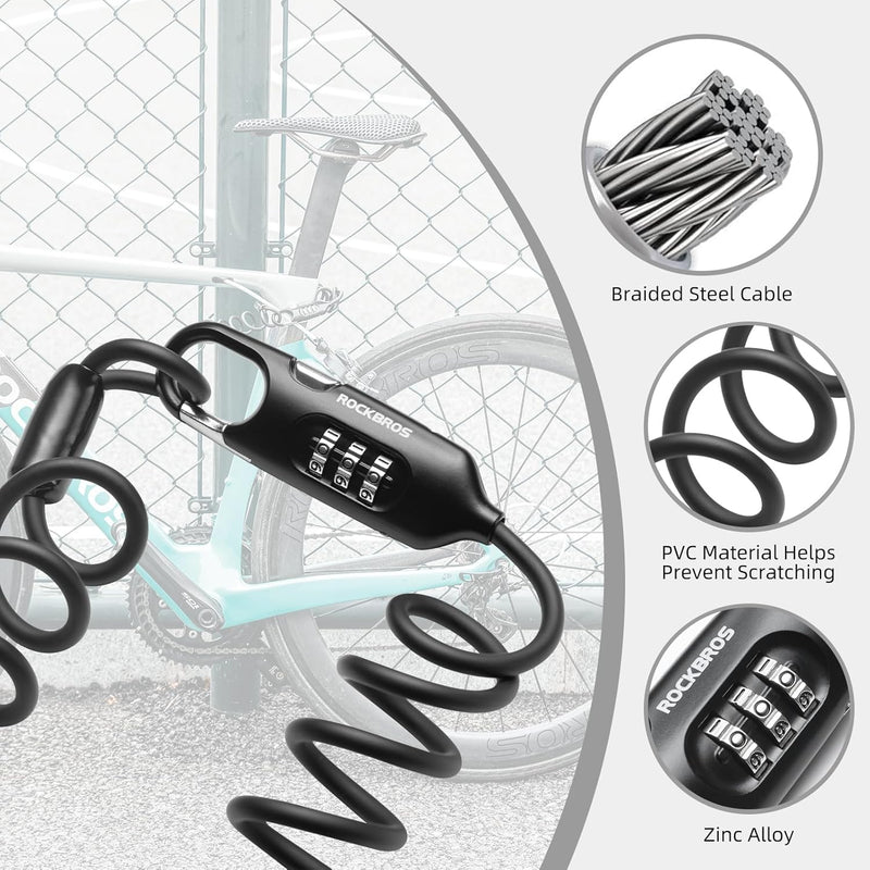 Load image into Gallery viewer, ROCKBROS Bike Lock Cable Combination Bicycle Lock - 6FT Long, Portable, Anti-Theft
