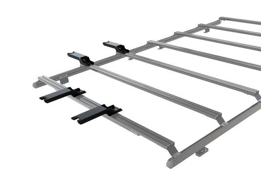 Alt text: inchFront Runner Telescopic Ladder Support Bracket on Slimsport and Slimpro Van Racks, vehicle storage accessory for easy ladder mounting and securing.inch