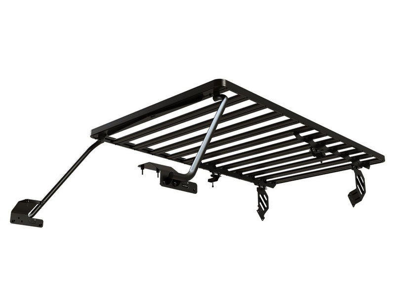 Load image into Gallery viewer, Front Runner Extreme Roof Rack Kit for Jeep Wrangler JL 4 Door 2018-Current model, sturdy black metal construction with mounting brackets.
