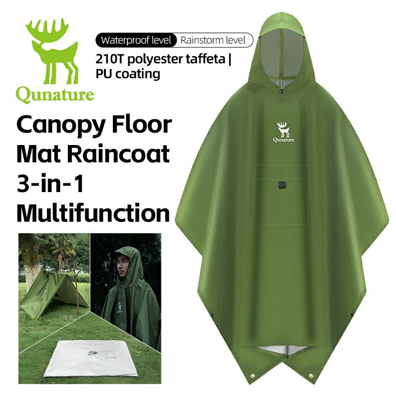 Load image into Gallery viewer, Qunature 3-in-1 Waterproof Raincoat Canopy Floor Mat Lightweight Portable

