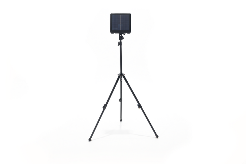 Load image into Gallery viewer, Freespirit Recreation ReadyLight Gen2 portable solar-powered LED camping light on tripod stand against a white background.
