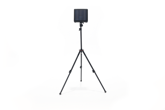 Freespirit Recreation ReadyLight Gen2 portable solar-powered LED camping light on tripod stand against a white background.