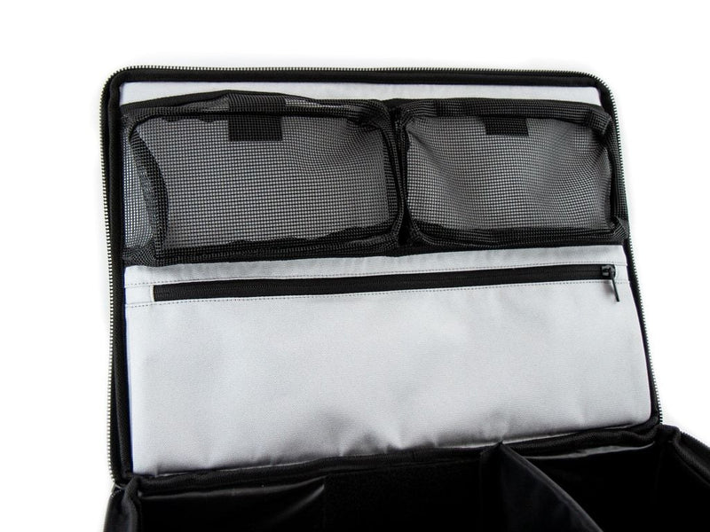 Load image into Gallery viewer, Alt text: &quot;Front Runner Flat Pack open organizer with mesh pockets and zipper compartment, travel storage solution.&quot;
