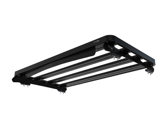 Alt text: "Front Runner Slimline II Rack Kit for Chevrolet Silverado 3rd/4th Generation 2013-Current Cab Over Camper, black, durable, vehicle roof rack storage system isolated on a white background."