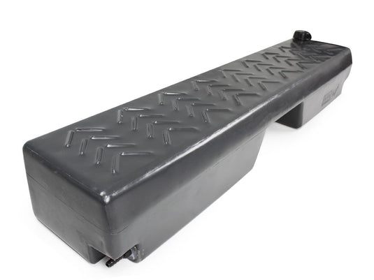 Front Runner Footwell Water Tank with diamond tread pattern on top surface, designed to fit vehicle footwells for optimal space utilization.