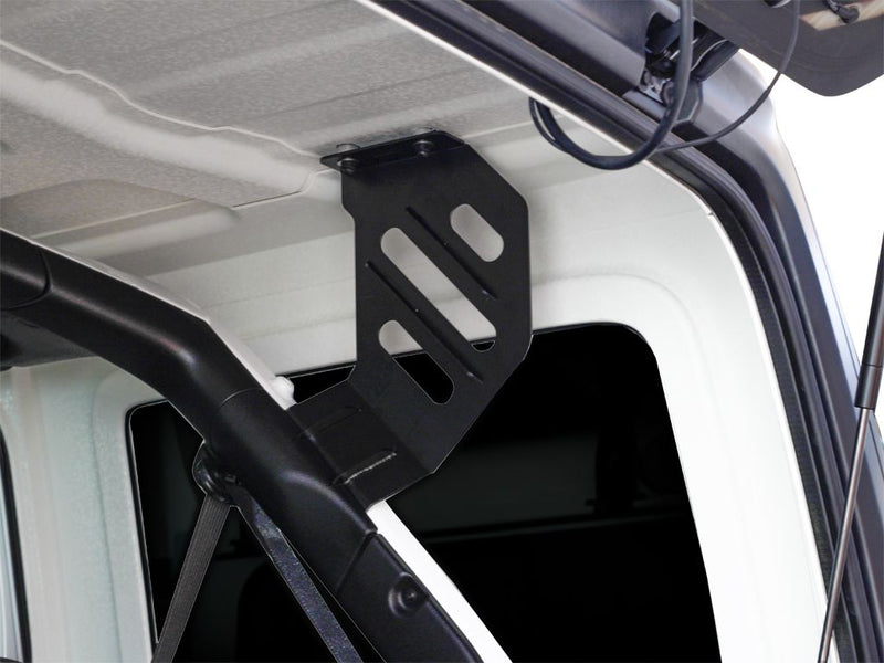 Load image into Gallery viewer, Close-up of Front Runner Jeep Wrangler JL 4 Door Extreme Roof Rack mounting bracket installed on vehicle
