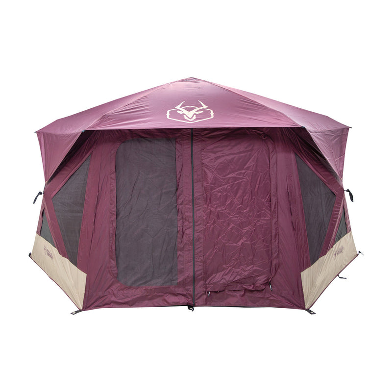 Load image into Gallery viewer, Gazelle Tents T-Hex Hub Tent Overland Edition in maroon and beige color scheme displayed on a white background.
