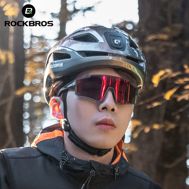 Load image into Gallery viewer, ROCKBROS Safety Warning Helmet with Built-In Lights and Adjustable Fit Electric USB
