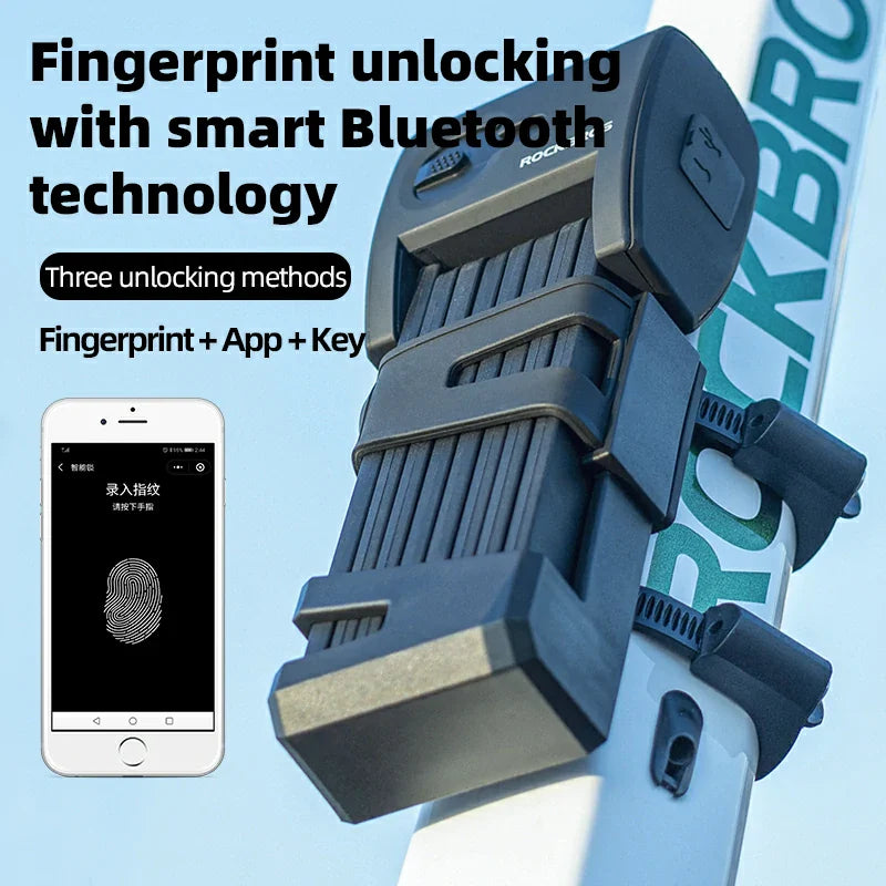 Load image into Gallery viewer, ROCKBROS Folding Bike Lock Smart Fingerprint Heavy Duty Anti Theft Bike Lock
