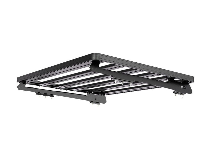 Load image into Gallery viewer, Front Runner Toyota Land Cruiser 100 Slimline II half roof rack kit on a white background, showing sturdy black metal frame and mounting equipment.
