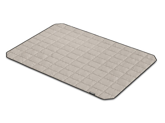 Alt text: "Front Runner Dometic Go Camp Blanket in Ash color, versatile quilted camping blanket spread out on a flat surface."