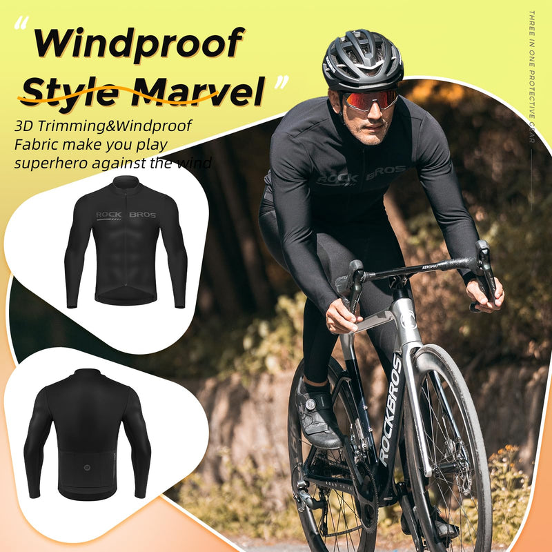 Load image into Gallery viewer, ROCKBROS Men's Long Sleeve Cycling Jersey with full zipper rear pockets perfect fit for outdoor sports
