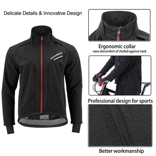 ROCKBROS Men's Winter Cycling Jacket for 5–32°F Thermal Windproof for Biking, Running, Hiking
