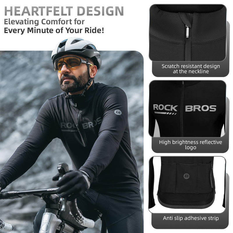 Load image into Gallery viewer, ROCKBROS Men's Long Sleeve Cycling Jersey with full zipper rear pockets perfect fit for outdoor sports
