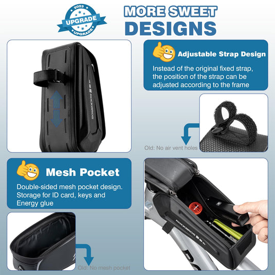 ROCKBROS Bike Bag Under 6.8” Bicycle Accessories Pouch, EVA Waterproof