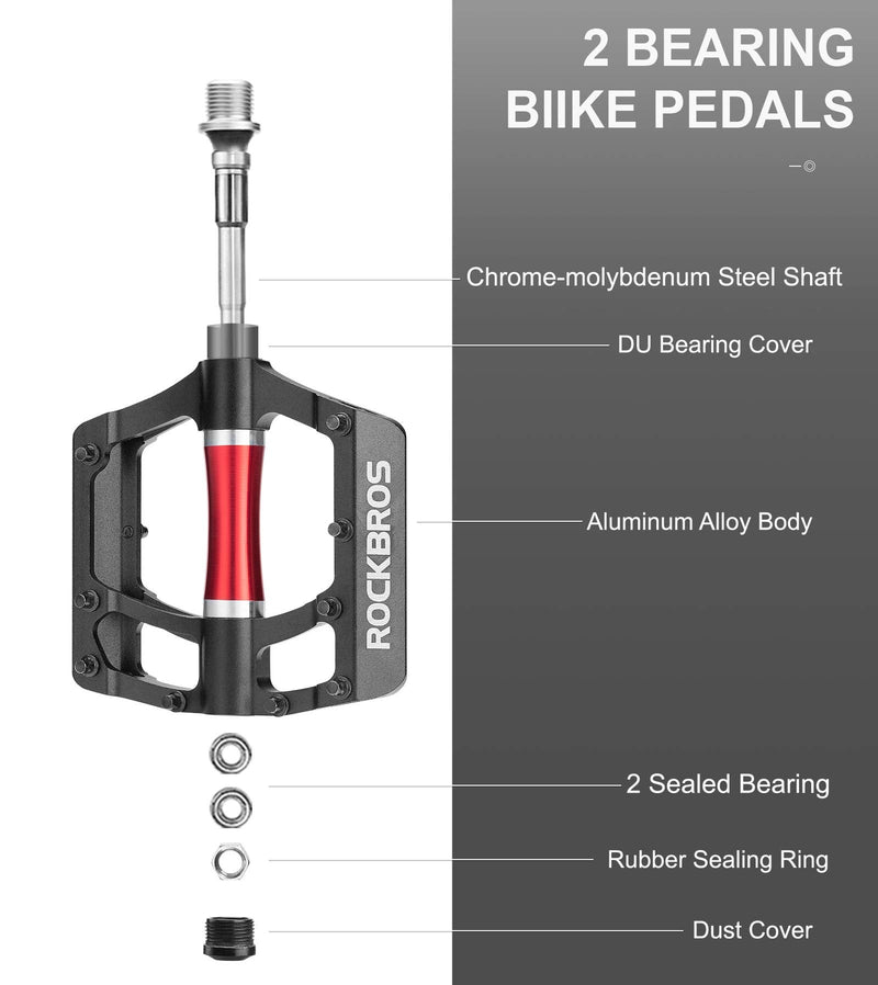 Load image into Gallery viewer, ROCKBROS MTB Pedals Platform Bike Pedal Aluminum 9/16" Bicycle Pedal Non-Slip Lightweight Flat Pedals for BMX Road Mountain Bikes
