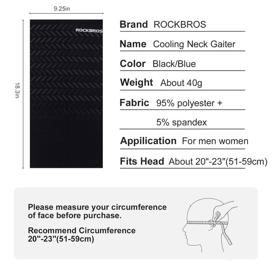 ROCKBROS Cooling Neck Gaiter Face Mask Fishing Scarf Face Cover for Men Women
