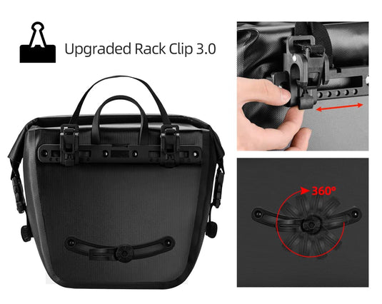 ROCKBROS Front Roller Panniers Bag Sturdy with Handle Shoulder Strap 1 Pair