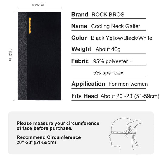 ROCKBROS Cooling Neck Gaiter Face Mask Fishing Scarf Face Cover for Men Women