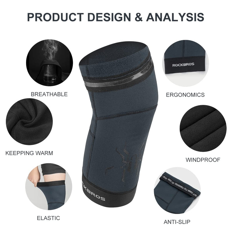Load image into Gallery viewer, ROCKBROS Thermal Knee Warmer Men Anti-Slip Knee Brace Sleeves for Winter Cycling  Basketball
