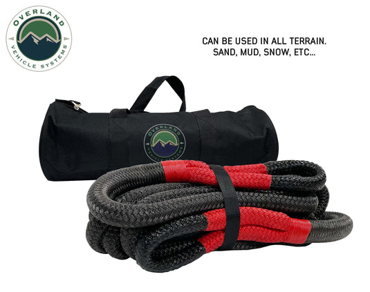 Overland Vehicle Systems Brute Kinetic Recovery Strap 1" X 30' With Storage Bag - 30% Stretch