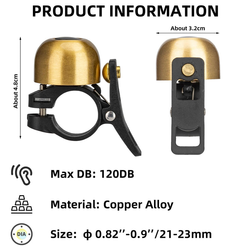 Load image into Gallery viewer, ROCKBROS Copper Alloy Bike Bell, Loud Classic Ring, Fits 21-23mm Handlebars for Adults
