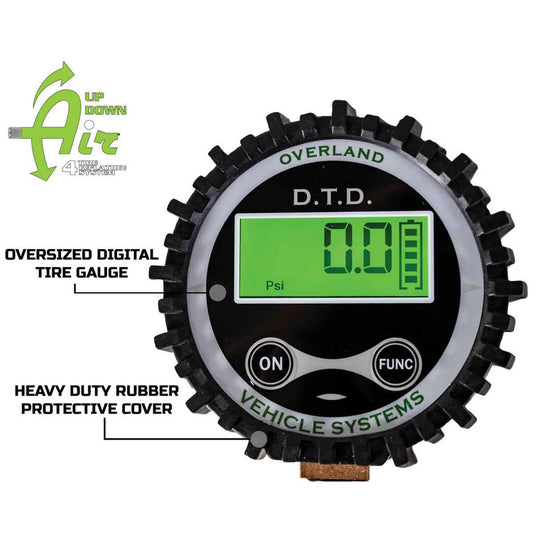 Overland Vehicle Systems Digital Tire Deflator with Valve Kit & Storage Bag