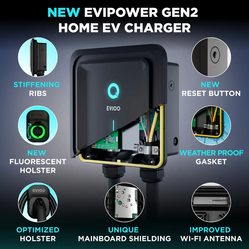 Load image into Gallery viewer, EVIQO Level 2 EV Charger, 48A (50A Max), 240V, Hardwired, J1772 for Non-Tesla EVs
