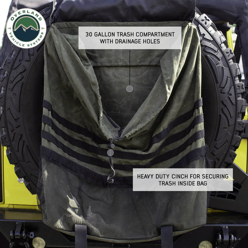 Load image into Gallery viewer, Overland Vehicle Systems Extra Large Trash Bag Tire Mount - #16 Waxed Canvas Universal
