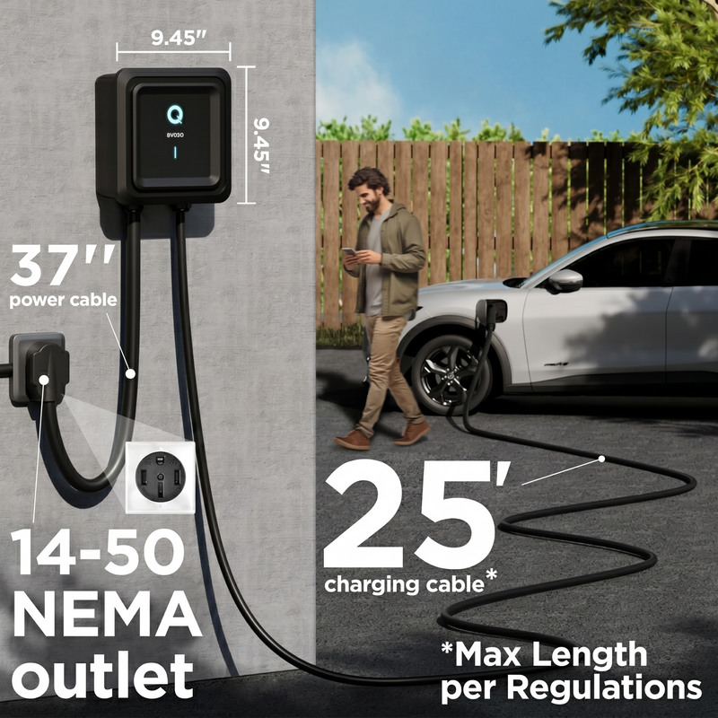 Load image into Gallery viewer, EVIQO Level 2 EV Charger, 48A (11.5kW), 240V, NEMA 14-50 Plug-in, J1772 for Non-Tesla EVs
