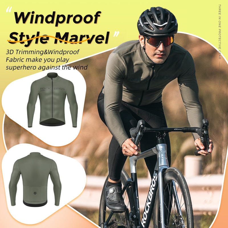 Load image into Gallery viewer, ROCKBROS Men's Long Sleeve Cycling Jersey with full zipper rear pockets perfect fit for outdoor sports
