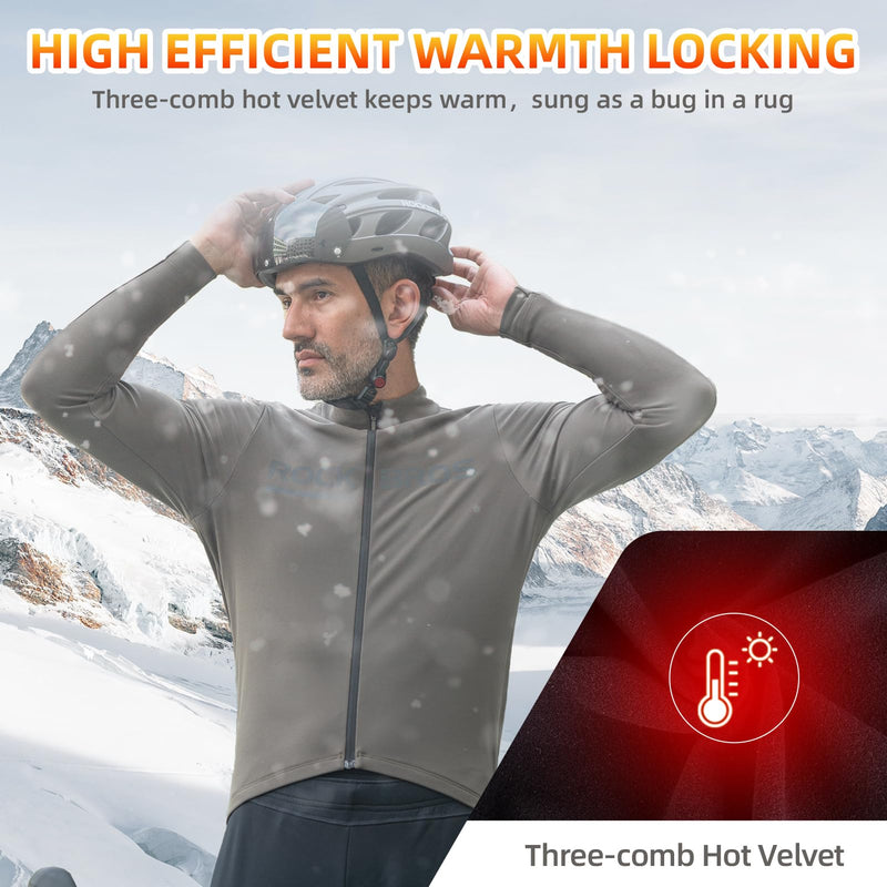 Load image into Gallery viewer, ROCKBROS Men's Long Sleeve Cycling Jersey with full zipper rear pockets perfect fit for outdoor sports
