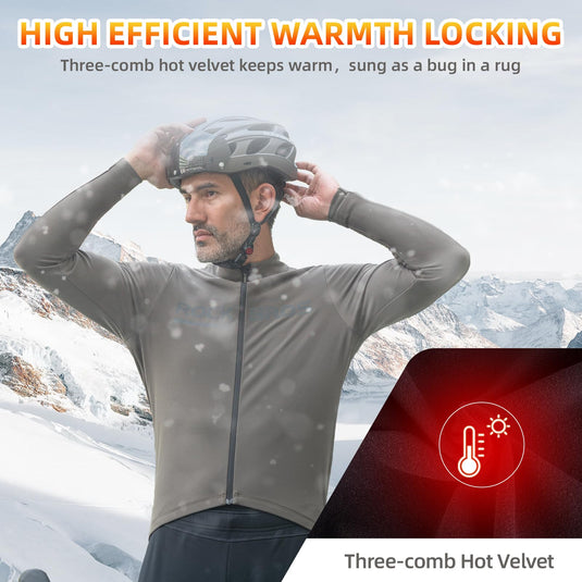 ROCKBROS Men's Long Sleeve Cycling Jersey with full zipper rear pockets perfect fit for outdoor sports