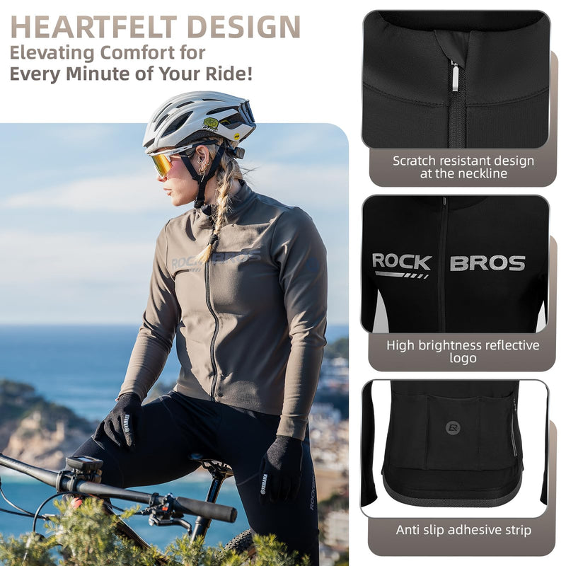 Load image into Gallery viewer, ROCKBROS Men's Long Sleeve Cycling Jersey with full zipper rear pockets perfect fit for outdoor sports
