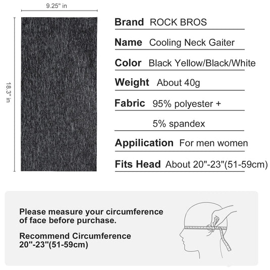 ROCKBROS Cooling Neck Gaiter Face Mask Fishing Scarf Face Cover for Men Women
