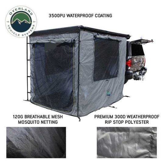 OVS HD Nomadic 90 Degree Awning Room Enclosure, Grey Body, Green Trim (4 Walls & Floor)