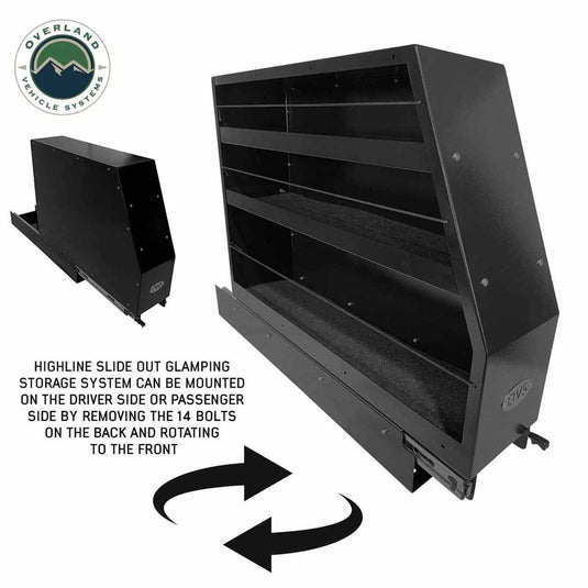 OVS Highline Slide Out Camping Storage System - Black Powder Coat