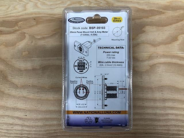 Load image into Gallery viewer, 29mm Panel Mount Volt &amp; Ammeter (7-33V/0-25A)
