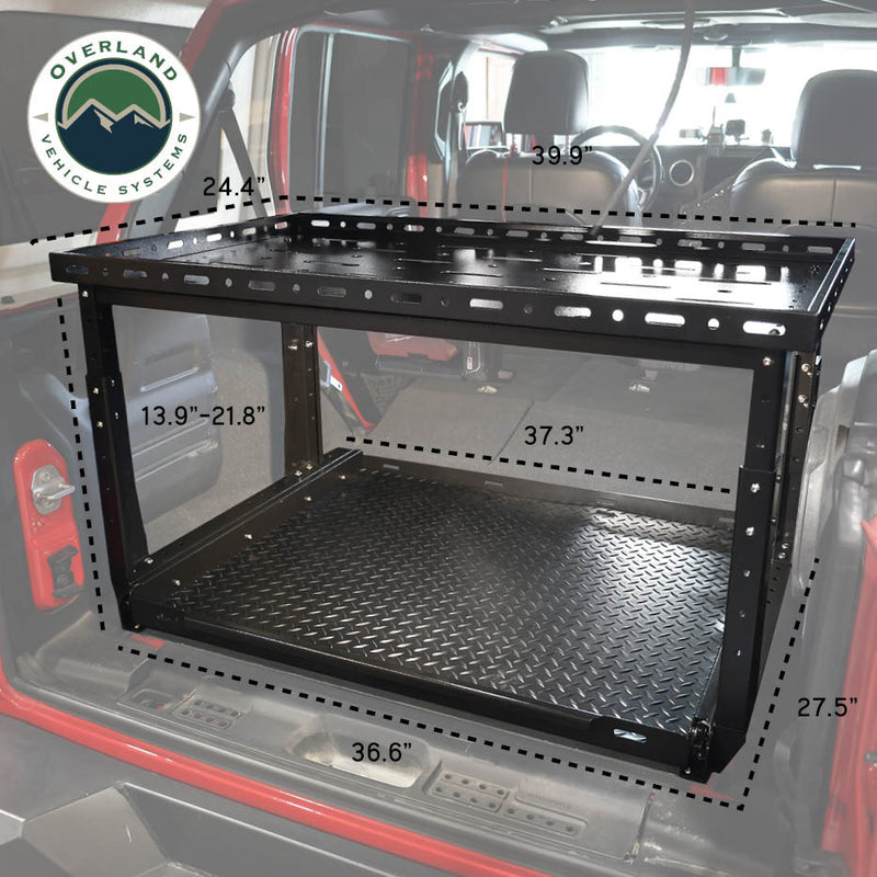 Load image into Gallery viewer, Overland Vehicle Systems Cargo Storage Rack with Shelf and Sliding Extension
