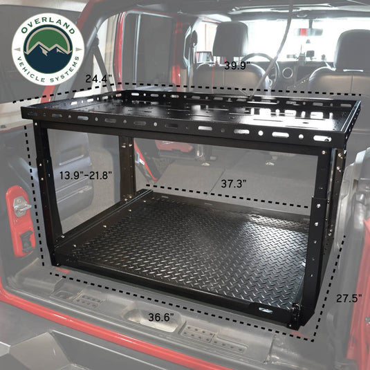 Overland Vehicle Systems Cargo Storage Rack with Shelf and Sliding Extension