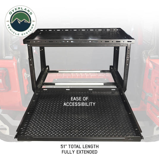 Overland Vehicle Systems Cargo Storage Rack with Shelf and Sliding Extension
