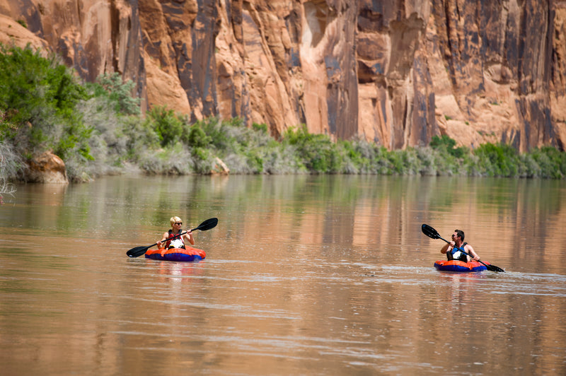 Load image into Gallery viewer, Orange/Blue Inflatable Packraft: Discover the Klymit LiteWater Dinghy (LWD)
