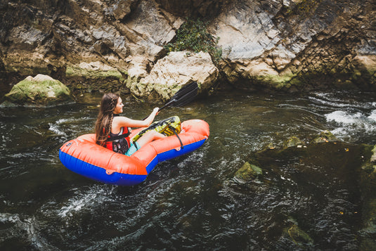 Explore the Outdoors with the Klymit LiteWater Dinghy Packraft in Orange/Blue
