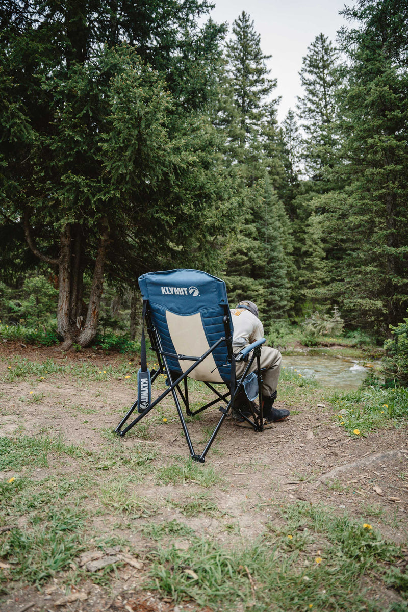 Load image into Gallery viewer, Relaxation Redefined: Blue Klymit Switchback Camp Chair
