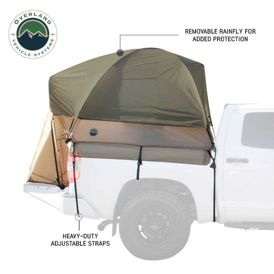 Overland Vehicle Systems LD TACT Truck Bed Tents - Tan Body & Green Rainfly