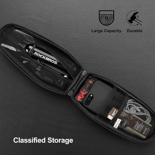 ROCKBROS Top Tube Bike Bag Bike Front Frame Bag EVA Bicycle Bag Below 6.2"/6.5"