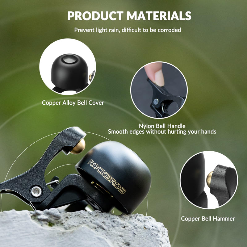 Load image into Gallery viewer, ROCKBROS Copper Alloy Bike Bell Clear Loud 100dB Sound, Sturdy Bell for Handlebars

