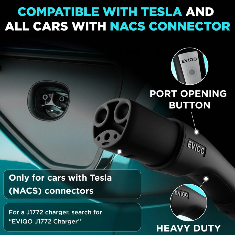 Load image into Gallery viewer, EVIQO NACS Level 2 EV Charger, 40A (9.6kW), 240V, NEMA 14-50 Plug In, for Tesla EVs
